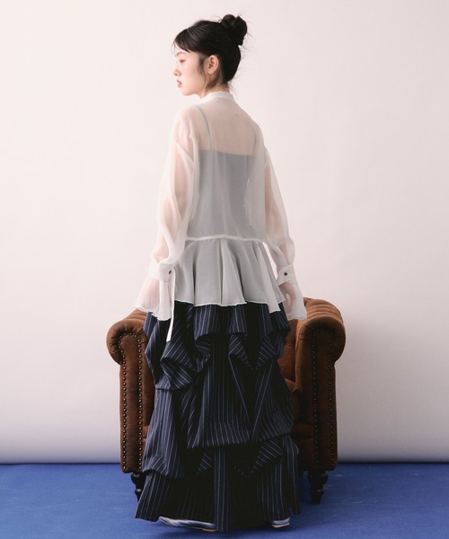loin nuit タックデザインボリュームスカート ホワイト loin nuit スカート tuck design volume skirt / タックデザイン