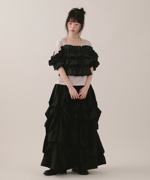 loin nuit タックデザインボリュームスカート loin nuit スカート tuck design volume skirt / タックデザイン