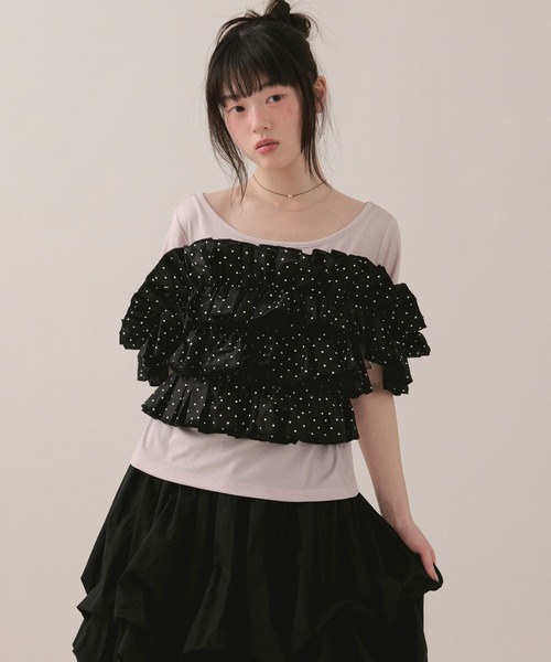 loin nuit タックデザインボリュームスカート ホワイト loin nuit スカート tuck design volume skirt / タックデザイン