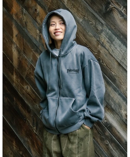 THRASHER（スラッシャー） パーカー HOMETOWN emb PIGMENT SWEAT ZIP