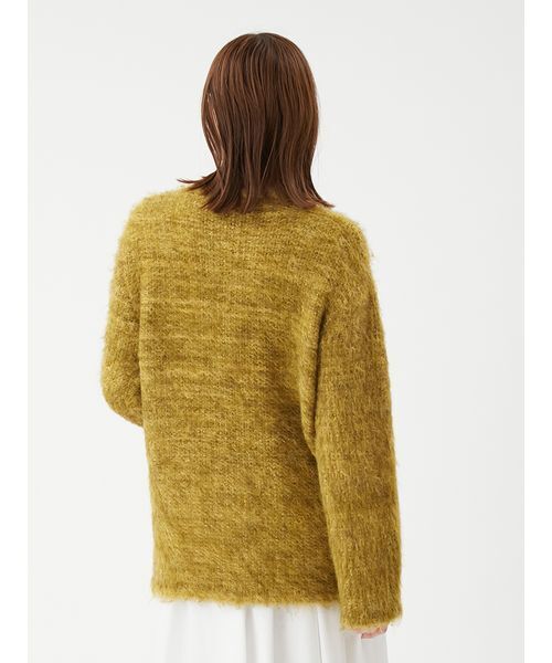 ミラオーウェン ツイードニットジャケット ノーカラー　金ボタン　イエロー ミラオーウェン ツイードニットジャケット ノーカラー 金ボタン