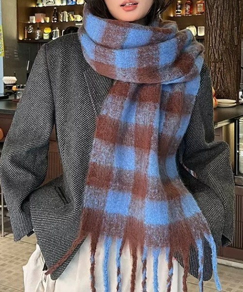 Feliz マフラー ストール マルチチェック柄ボリュームマフラー