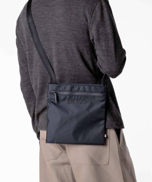 HUGO BOSS ネイビー レザービジネスバッグ（ショルダーストラップなし） BOSS（HUGO BOSS） ショルダーバッグ BOSS Stormy_NS_Zip ボス メンズ