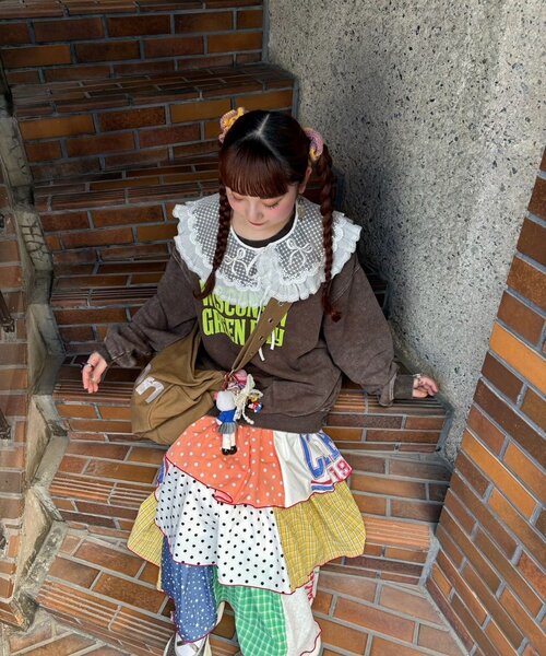 HELLO.SANFRANCISCO パッチワークティアードスカート HELLO.SANFRANCISCO（ハローサンフランシスコ） スカート 「himaコラボ