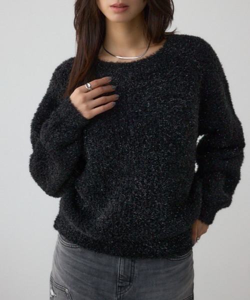 BLACK by moussy - BLACK BY MOUSSY ニットセーター AZUL BY MOUSSY（アズールバイマウジー） ニット セーター ラメ