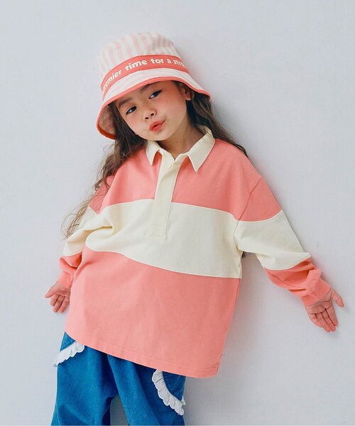 p.premier（ピードットプルミエ） ポロシャツ 春色の切替ラガーシャツ