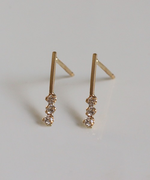 cui-cui（キュイキュイ） ピアス ダイヤモンド ライン ピアス | K10YG 