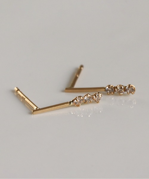 cui-cui（キュイキュイ） ピアス ダイヤモンド ライン ピアス | K10YG