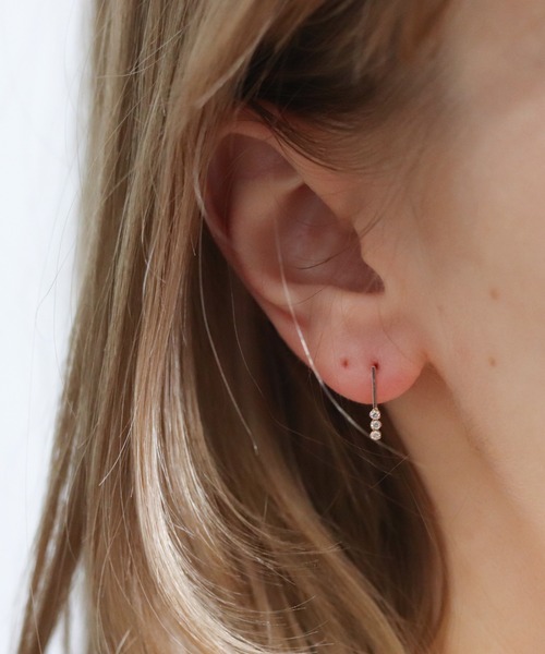 cui-cui（キュイキュイ） ピアス ダイヤモンド ライン ピアス | K10YG