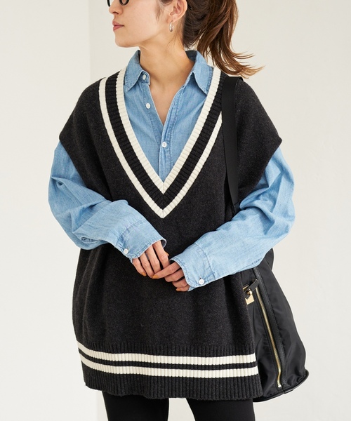 FRAMeWORK 今期グレー ニットベスト FRAMeWORK（フレームワーク） ニットベスト - グレー レディース