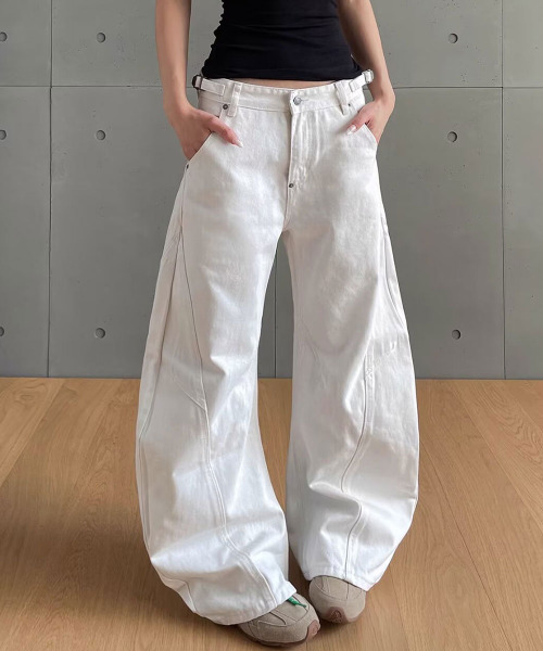 ワイドパンツ ジーンズ デニム デニムパンツ カーブ バギーデニム