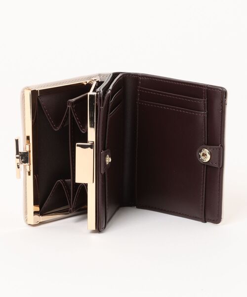 Clelia（クレリア） ミニ 二つ折り 二つ折り財布 財布 がま口×エナメル