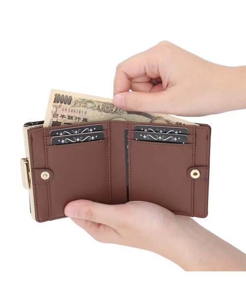 Clelia（クレリア） ミニ 二つ折り 二つ折り財布 財布 がま口×エナメル
