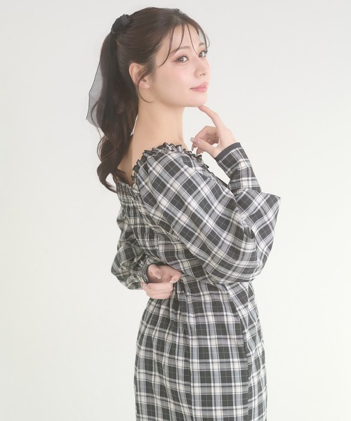 Ambre Neige（アンブルネージュ） ワンピース plaid pattern ribbon