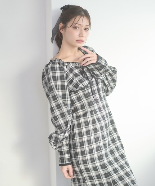 Ambre Neige（アンブルネージュ） ワンピース plaid pattern ribbon