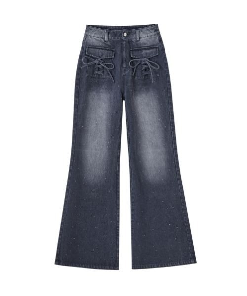 パンツ andwang Bijou Ribbon Straight Denim ANDWANG ジーンズ デニム デニムパンツ Bijou Ribbon Straight Denim