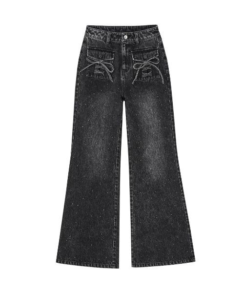 パンツ andwang Bijou Ribbon Straight Denim ANDWANG ジーンズ デニム デニムパンツ Bijou Ribbon Straight Denim