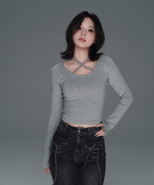 ANDWANG ジーンズ デニム デニムパンツ Bijou Ribbon Straight Denim