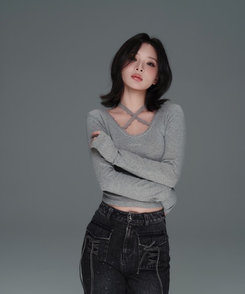 ANDWANG ジーンズ デニム デニムパンツ Bijou Ribbon Straight Denim