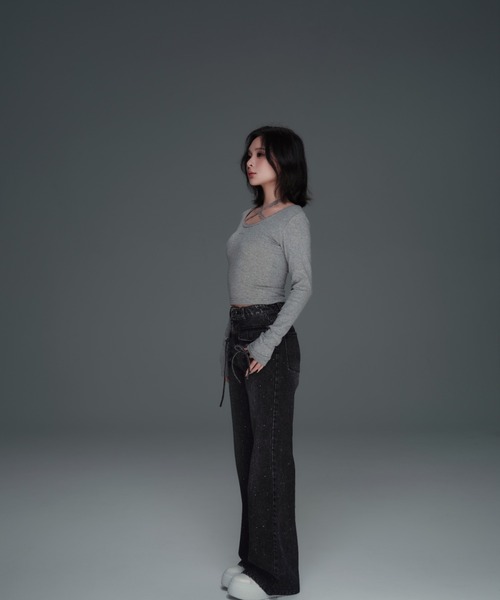 ANDWANG ジーンズ デニム デニムパンツ Bijou Ribbon Straight Denim
