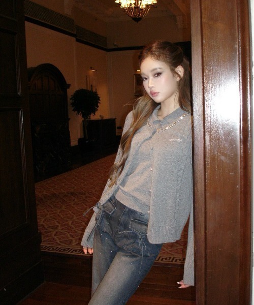 ANDWANG ジーンズ デニム デニムパンツ Bijou Ribbon Straight Denim