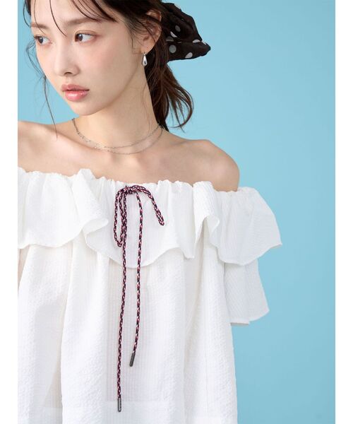 LAGUNAMOON WZIP フリルブラウス ホワイト FREE LAGUNAMOON（ラグナ