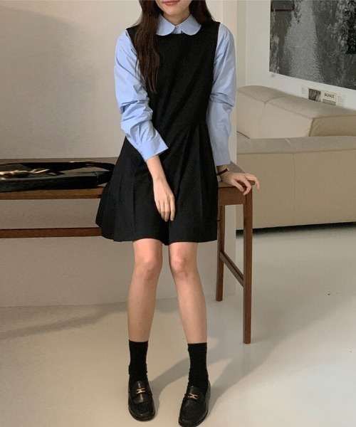 ReRe ジャンパースカート プリーツ切替ジャンパースカート : ZOZOTOWN