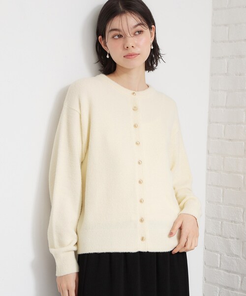 THE SHOP TK カーディガン ふわふわミニシャギー クルーネック