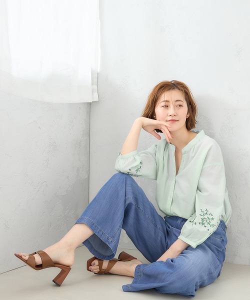 「Petit Honfleur」 長袖ブラウス 13号 アイボリー レディース_画像3