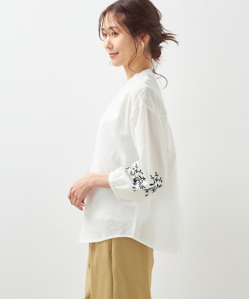 「Petit Honfleur」 長袖ブラウス 13号 アイボリー レディース_画像9