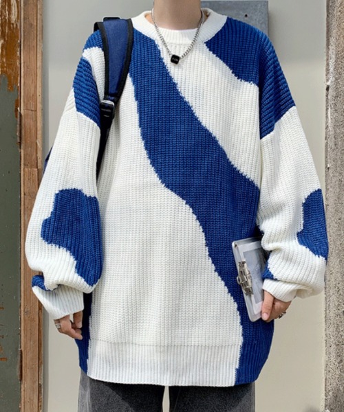 「MGV」 長袖ニット LARGE ブルー メンズ_画像2