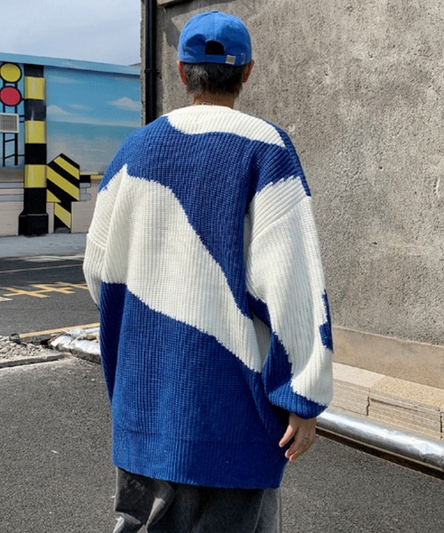 「MGV」 長袖ニット LARGE ブルー メンズ_画像4