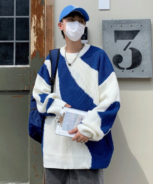 「MGV」 長袖ニット LARGE ブルー メンズ_画像5
