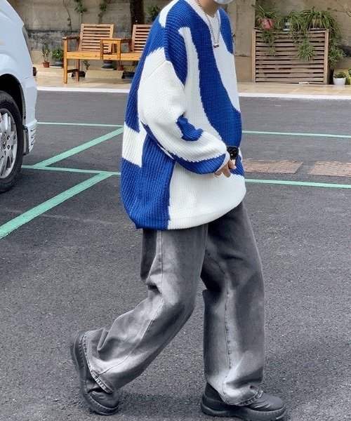 「MGV」 長袖ニット LARGE ブルー メンズ_画像8
