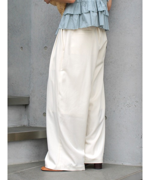 ワイドパンツ パンツ 「WEB限定」ウエストギャザーデザインラフパンツ レディースの画像