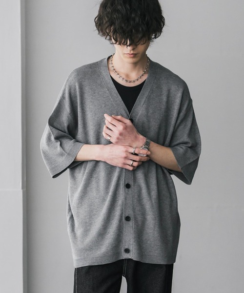 グレー 半袖カーディガン Rocky Monroe（ロッキーモンロー） カーディガン uvカット 接触冷感
