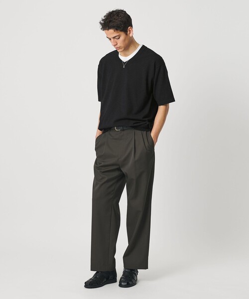 セーター ニット KNITEE クリンプコットン Vネック ニット Tシャツ ウォッシャブル メンズ_5