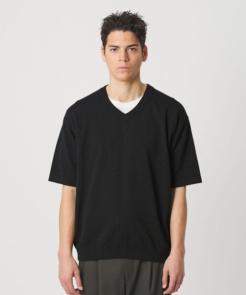 セーター ニット KNITEE クリンプコットン Vネック ニット Tシャツ ウォッシャブル メンズ_7