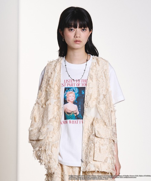 ROSE BUD（ローズバッド） ベスト ジレ (CREOLME)FRINGE JACQUARD VEST