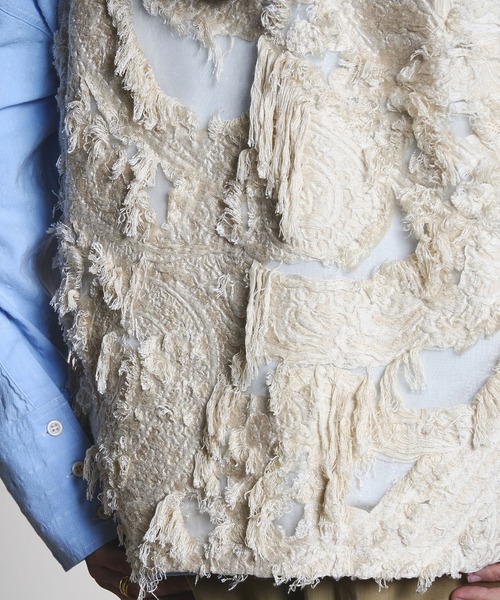 ROSE BUD（ローズバッド） ベスト ジレ (CREOLME)FRINGE JACQUARD VEST