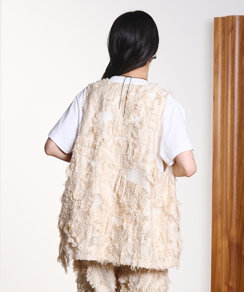 ROSE BUD（ローズバッド） ベスト ジレ (CREOLME)FRINGE JACQUARD VEST