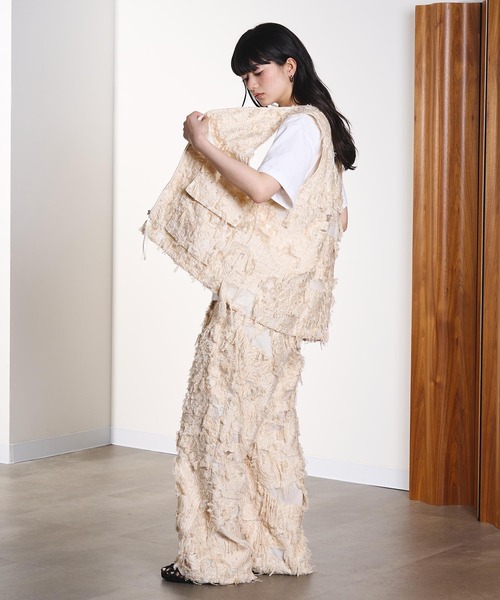 ROSE BUD（ローズバッド） ベスト ジレ (CREOLME)FRINGE JACQUARD VEST