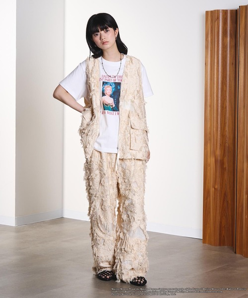 ROSE BUD（ローズバッド） ベスト ジレ (CREOLME)FRINGE JACQUARD VEST