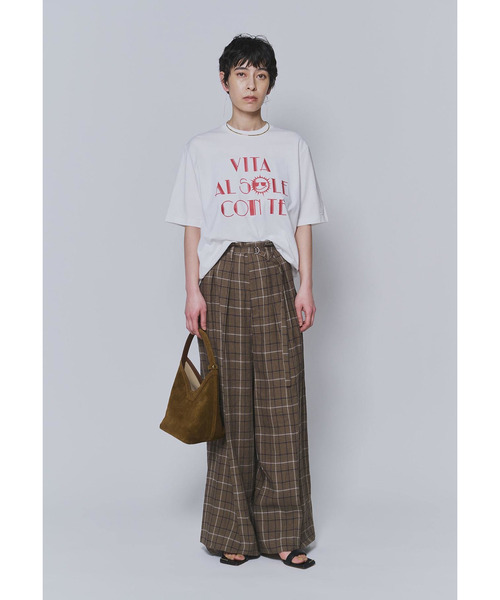 ワイドパンツ パンツ リネンビスコーストラウザー レディースの画像