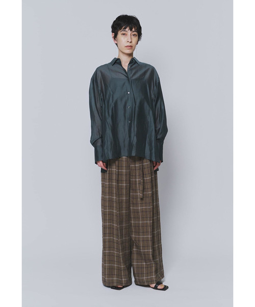 ワイドパンツ パンツ リネンビスコーストラウザー レディースの画像