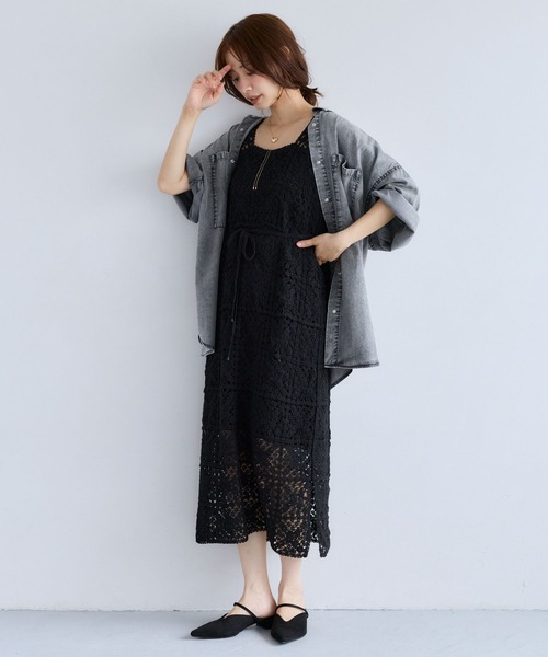 ブラウス シャツ 夏 ロールアップライトデニムシャツ　885560 レディース | mysty woman | 05