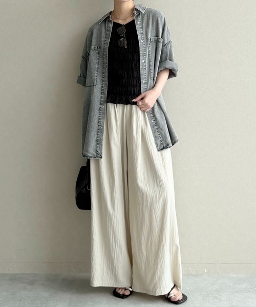 ブラウス シャツ 夏 ロールアップライトデニムシャツ　885560 レディース | mysty woman | 20