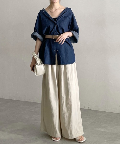 ブラウス シャツ 夏 ロールアップライトデニムシャツ　885560 レディース | mysty woman | 18