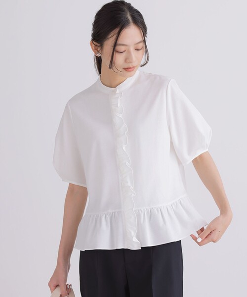 組曲（KUMIKYOKU） tシャツ 半袖 ツイルジャージーフリル 半袖 