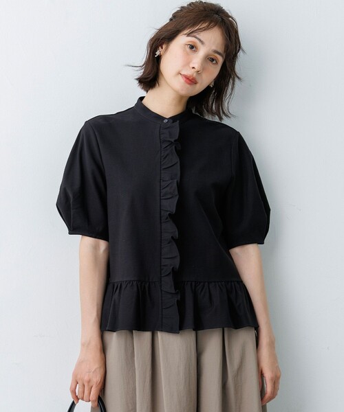 組曲（KUMIKYOKU） tシャツ 半袖 ツイルジャージーフリル 半袖 